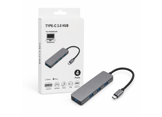 USB Type-C Hub to 4-Port USB Type-A - USB 3.0 Multi-Port Hub - Plug & Play