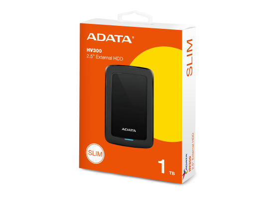ADATA HV300 1TB Slim External Hard Drive (HDD)- Black