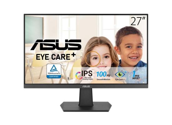 ASUS VA27EHF 27'" Flat Gaming Monitor 100Hz - FHD 1080p - IPS -  1ms - Adaptive-Sync -  Eye Care+, Low Blue Light -  Frameless Slim Design
