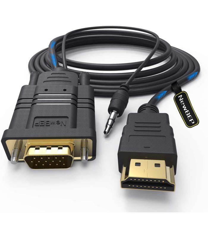 HDMI to VGA 1.8M Cable with Audio, Directional HDMI (Source) to VGA (Display) Cable (Male to Male)