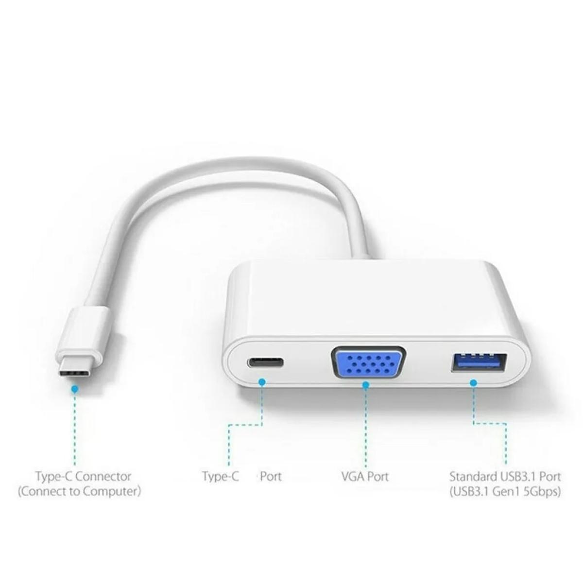 Convertor From USB-C Multiport Adapter  to [VGA, USB-C, USB-A 3.0]