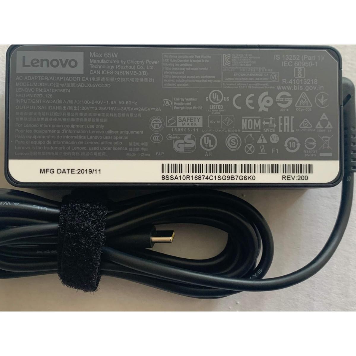 Lenovo Charger USB Type C (USB-C) AC Power Adapter 65Watt