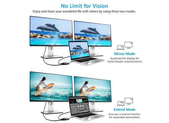 CHOETECH USB C To HDMI + VGA Adapter 4K UHD | HUB-M17