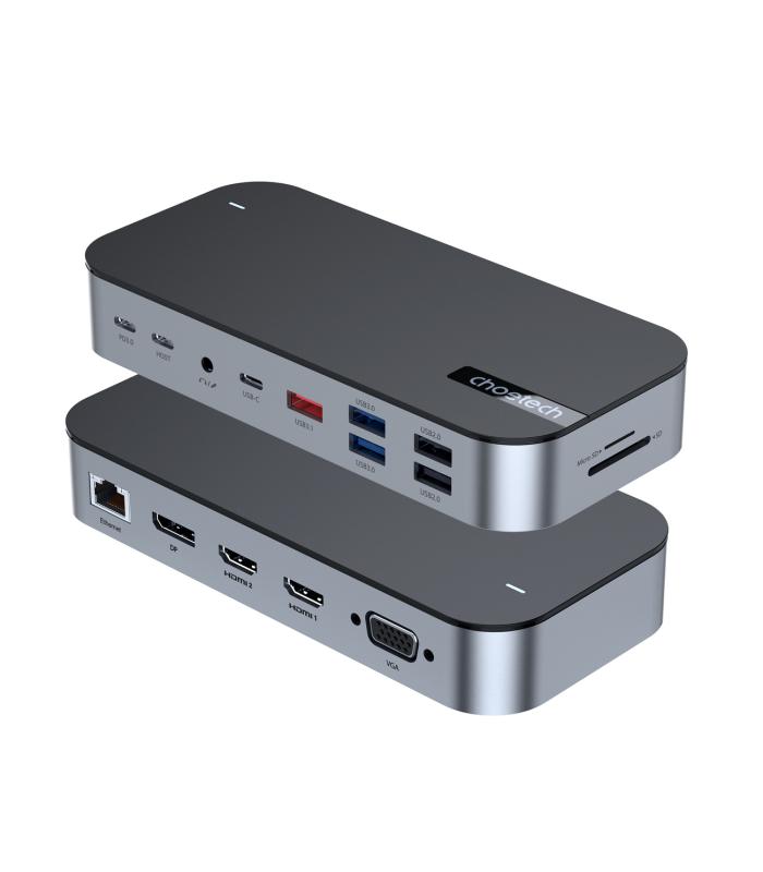 CHOETECH HUB USB Type-C (15-in-1)  | Dual Monitor For Notebook , Mobile & Tablet - HUB-M52