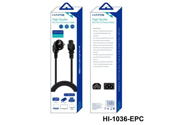 HAING HI-1036-EPC-150C EU 2 Pin to C5 Power Cable - 1.5 Meter - Pure Copper Laptop Power Cord