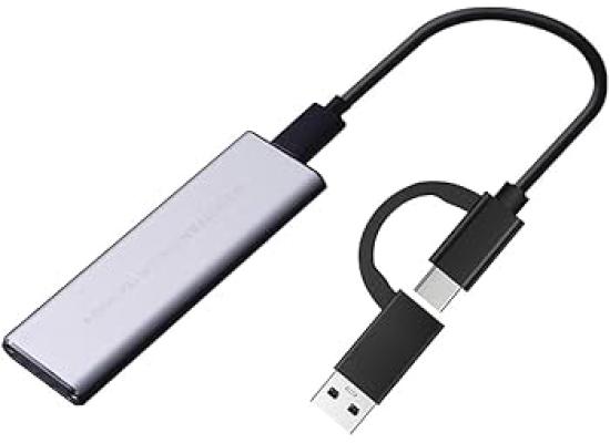 HAING Enclosure SSD NVME M.2 (2230, 2242, 2260, 2280) Dual-Protocol USB-A 3.1 & Type-C SSD Enclosure 10 Gbps | Aluminum