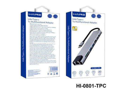 HAING  Type-C  Convertor (HDMI, Type-C,USB Type-A, Ethernet, Card Reader) Multifunctional Adapter