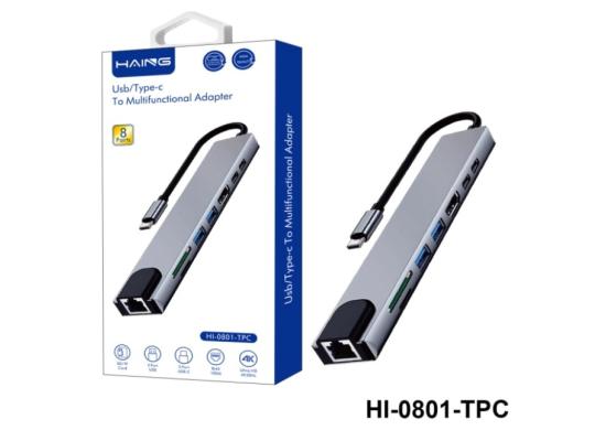 HAING  Type-C  Convertor (HDMI, Type-C,USB Type-A, Ethernet, Card Reader) Multifunctional Adapter 