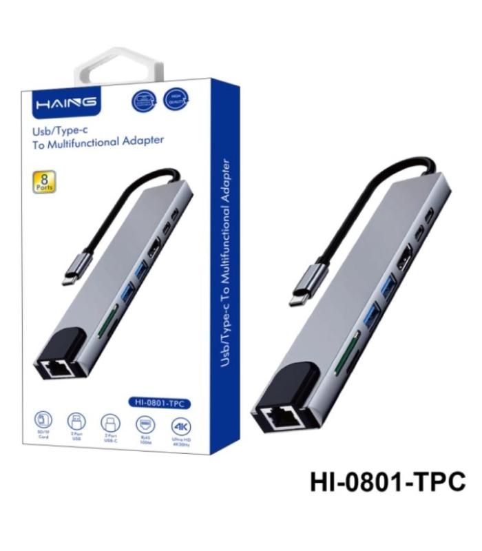 HAING  Type-C  Convertor (HDMI, Type-C,USB Type-A, Ethernet, Card Reader) Multifunctional Adapter