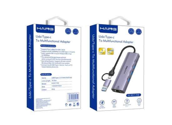 HAING HI-3017-THE 5 in 1 UsbType C To ETHERNET - Multifunctional Adapter