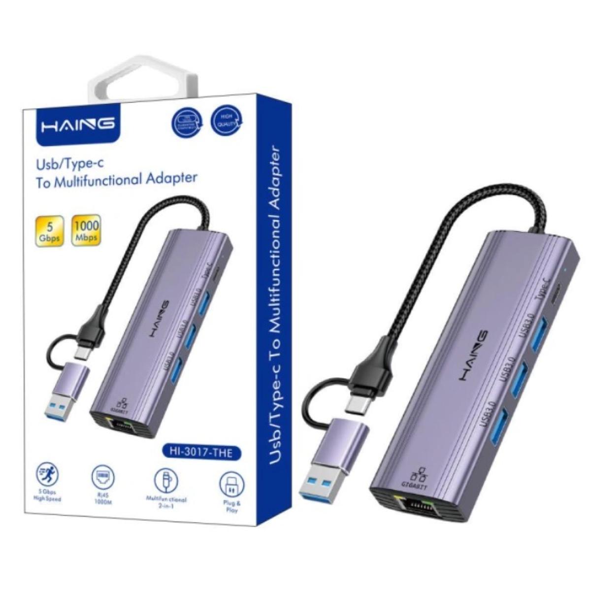 HAING HI-3017-THE 5 in 1 UsbType C To ETHERNET - Multifunctional Adapter