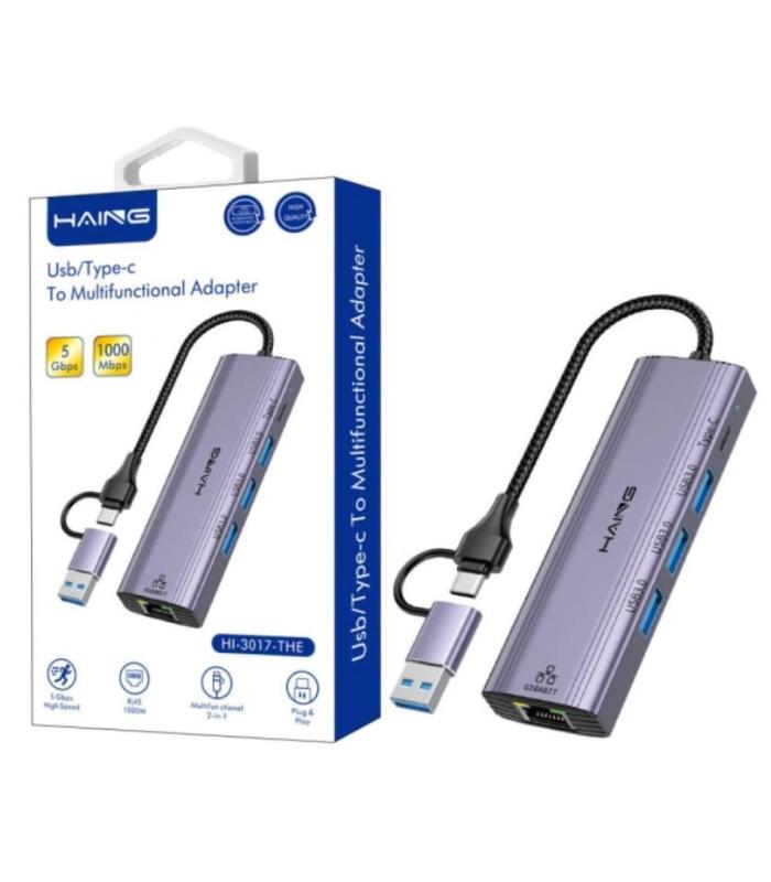 HAING HI-3017-THE 5 in 1 UsbType C To ETHERNET - Multifunctional Adapter