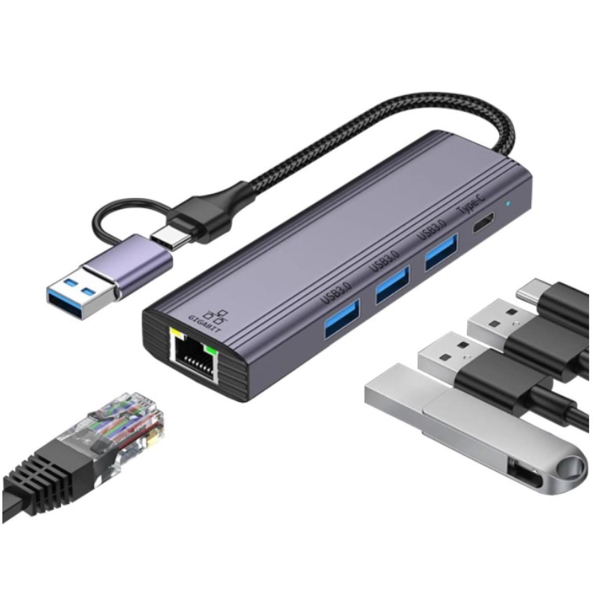 HAING HI-3017-THE 5 in 1 UsbType C To ETHERNET - Multifunctional Adapter HAING HI-3017-THE 5 in 1 UsbType C To ETHERNET - Multifunctional Adapter