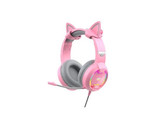 HAVIT GAMENOTE H2233D GAMING HEADPHONE COOL SHAPE RGB LIGHT - Pink