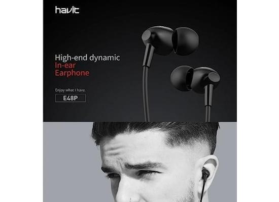 Havit High-end Dynamic In Ear Design E48p Earphone - Black, Wired