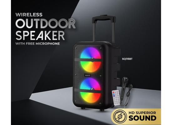 HAVIT SQ116BT Portable Bluetooth Black Trolley Speaker with Microphone