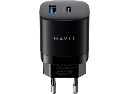 HAVIT UC303 EU 2-Port Travel Charger – 30W (Black)