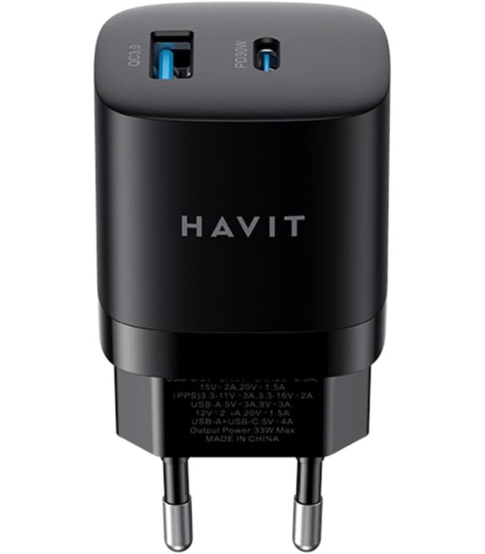 HAVIT UC303 EU 2-Port Travel Charger – 30W (Black)