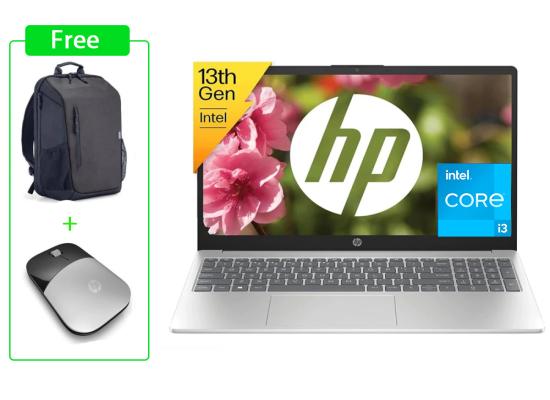 HP Laptop 15-fd0243ne (C0FL7EA) | Intel® Core™ i3-1315U - 13th Gen | 8GB RAM | 512GB SSD | Full HD 15.6" | Backlit Keyboard , with Original HP Backpage and Z3700 wireless mouse | Windows 11 Pro