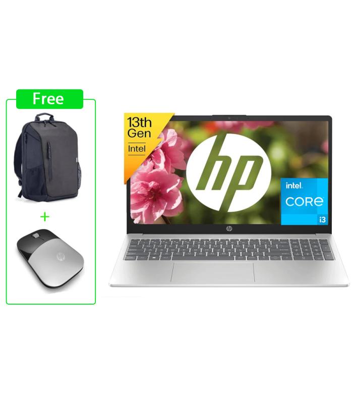 HP Laptop 15-fd0243ne (C0FL7EA) | Intel® Core™ i3-1315U - 13th Gen | 8GB RAM | 512GB SSD | Full HD 15.6" | Backlit Keyboard , with Original HP Backpage and Z3700 wireless mouse | Windows 11 Pro
