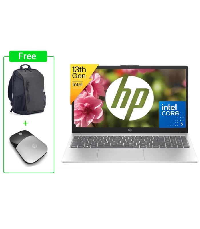 HP Laptop 15-fd0242ne (C0FL6EA) | Core 5 - Series 1 | 8GB RAM | 512GB SSD | Full HD 15.6" | Backlit Keyboard , with Original HP Backpage and Z3700 wireless mouse