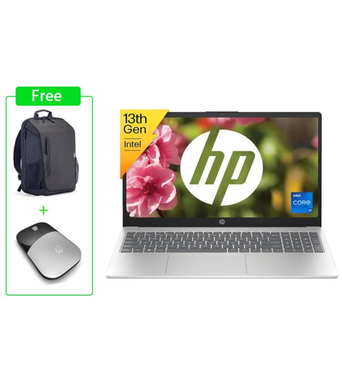 HP Laptop 15-fd0240ne (C0FY4EA) | Core i7-13th Gen | 16GB RAM (Customized) | 512GB SSD | Full HD 15.6" | Backlit Keyboard , with Original HP Backpage and Z3700 wireless mouse