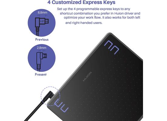 HUION HS64 Red Graphics Drawing Tablet
