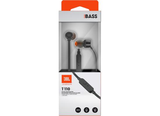 JBL Tune 110 Wired In-Ear Headphones with JBL Pure Bass Sound and Microphone | BLK