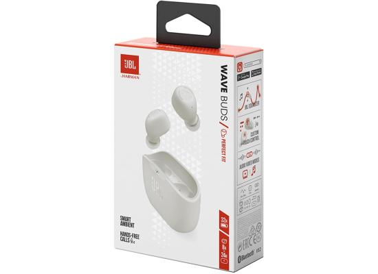 JBL Wave Buds True Wireless Earbuds | Deep Bass | Comfortable Fit | 32H Battery | Smart Ambient Technology | Hands-Free Call  | Water and Dust Resistant | White