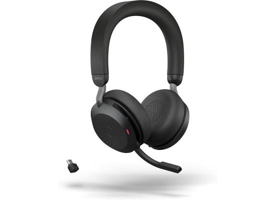 Jabra Evolve2 75 PC Wireless Headset with 8-Microphone Technology - Dual Foam Stereo Headphones with Advanced Active Noise Cancelling, USB-C Bluetooth Adapter and MS Teams-Compatibility - Black