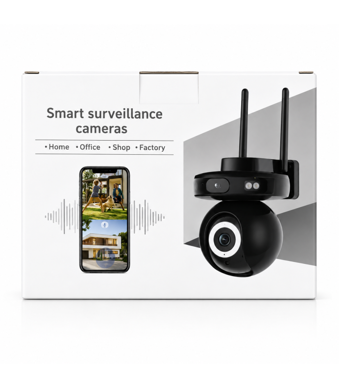 Key-Vision Dual Lens Wi-Fi PTZ Security Camera with Two-Way Audio & Smart Motion Detection