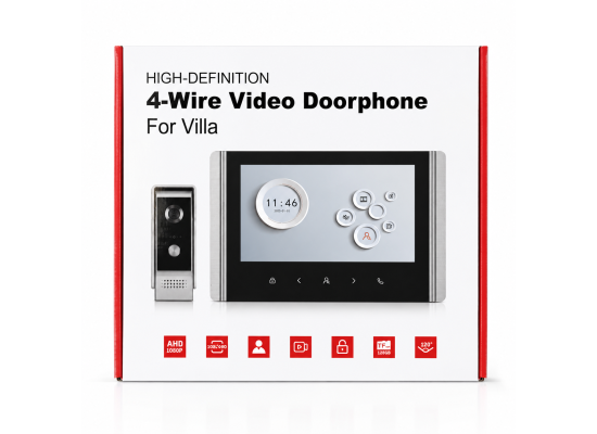 4-Wire Video Door Phone System for Villa – 1080P HD Video Intercom with Indoor Monitor