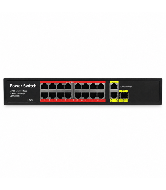 Key-Vision-AI 19-Port Gigabit PoE Switch 300W | 16 PoE Ports + 2 Gigabit Uplink + 1 SFP