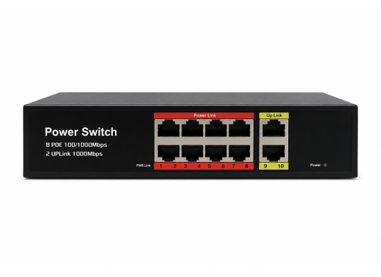 Key-Vision-AI 10-Port Gigabit PoE Switch 120W | 8 PoE Ports + 2 Uplink Ports