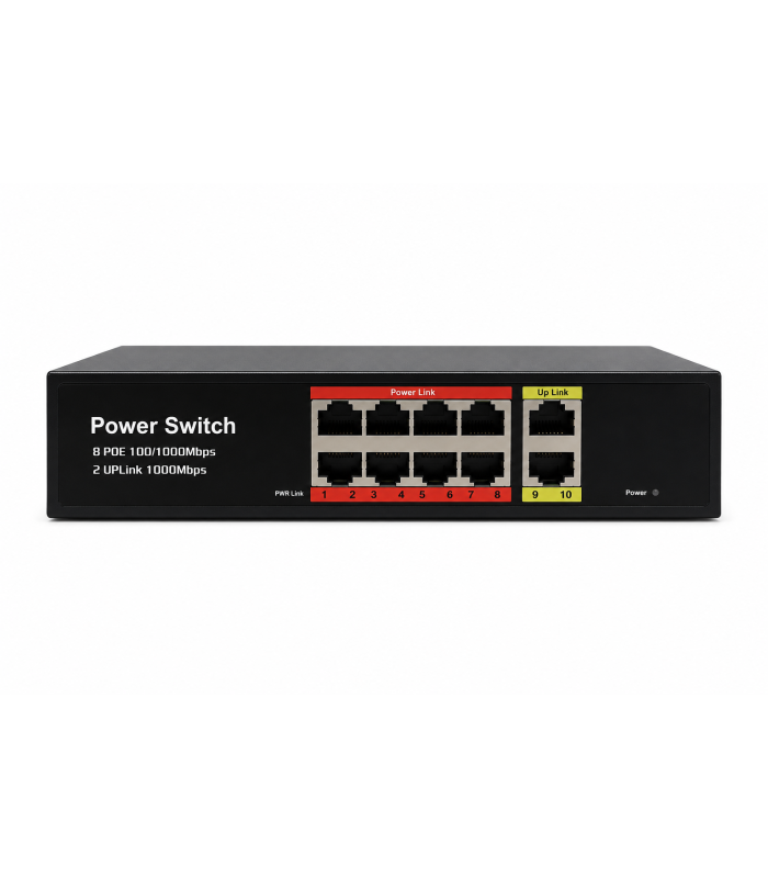 Key-Vision-AI 10-Port Gigabit PoE Switch 120W | 8 PoE Ports + 2 Uplink Ports