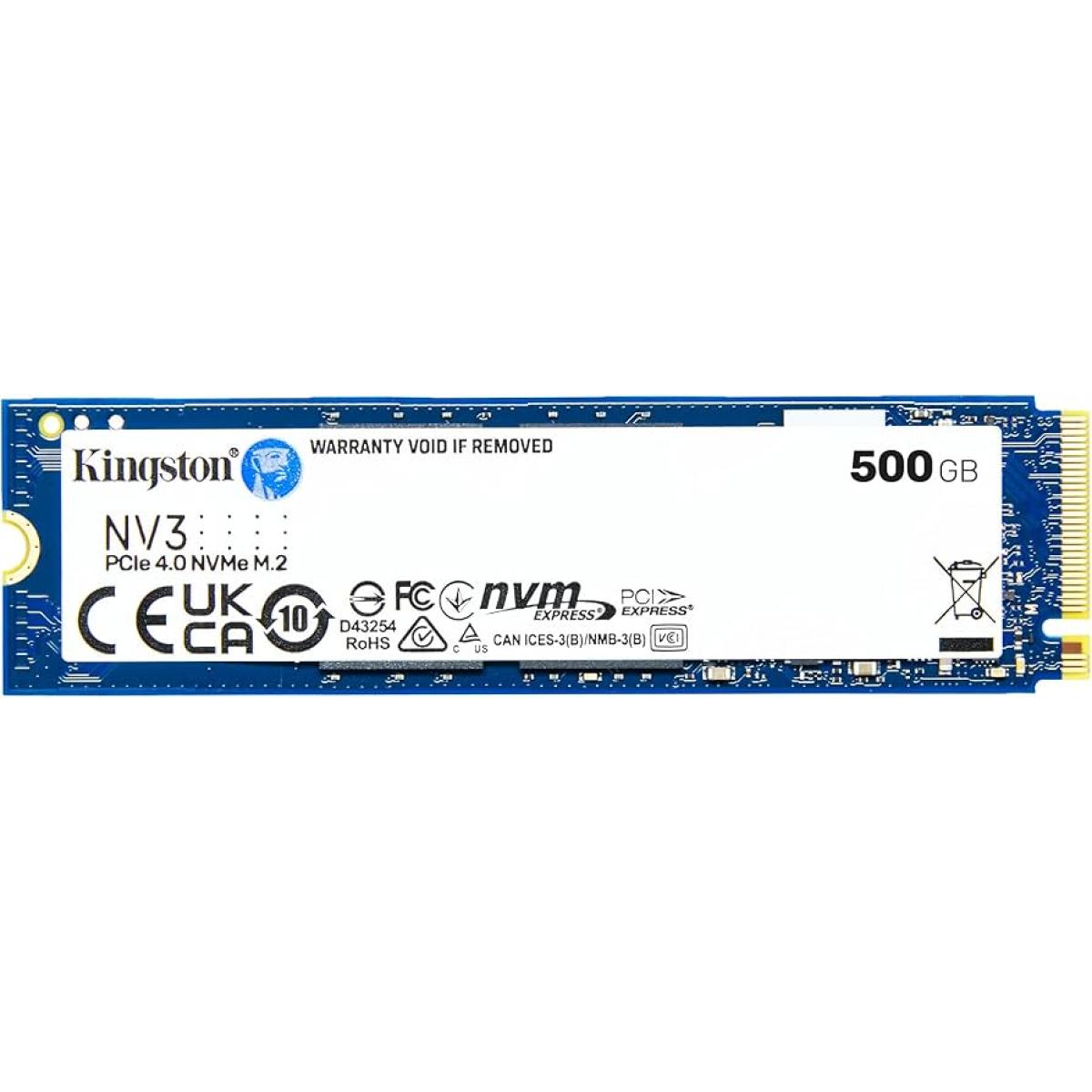 Kingston NV3 500B Gen 4x4 NVMe PCIe (2280) Up to 5,000MB/s read, 3,000MB/s write Kingston NV3 500B Gen 4x4 NVMe PCIe (2280) Up to 5,000MB/s read, 3,000MB/s write