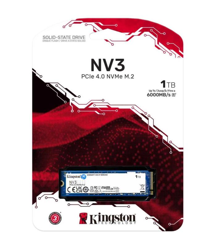 Kingston NV3 1TB Gen 4x4 NVMe PCIe (2280) performance with speeds up to 6000MB/s.