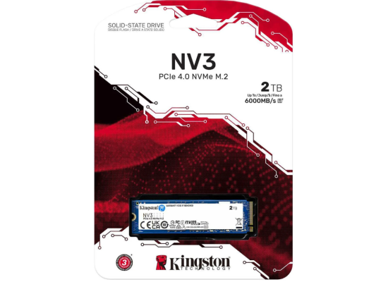 Kingston NV3 2TB Gen 4x4 NVMe PCIe (2280) performance with speeds up to 6000MB/s.