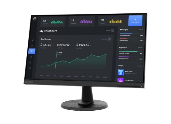Lenovo C24-40 Monitor | 23.8” Display Full HD Resolution | 75Hz Refresh Rate| HDMI and VGA Ports | Tilt-Adjustable Stand | Black