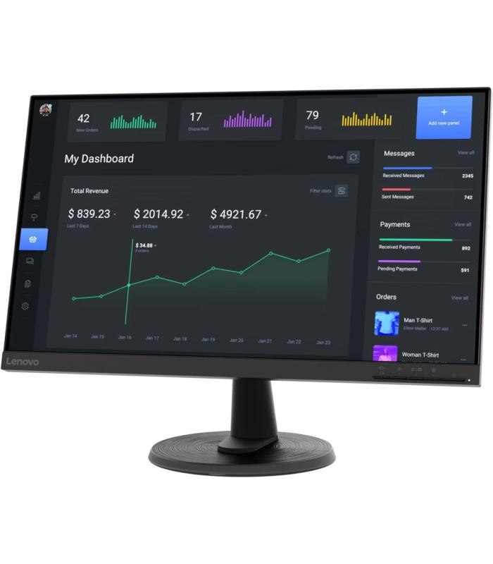 Lenovo C24-40 Monitor | 23.8” Display Full HD Resolution | 75Hz Refresh Rate| HDMI and VGA Ports | Tilt-Adjustable Stand | Black
