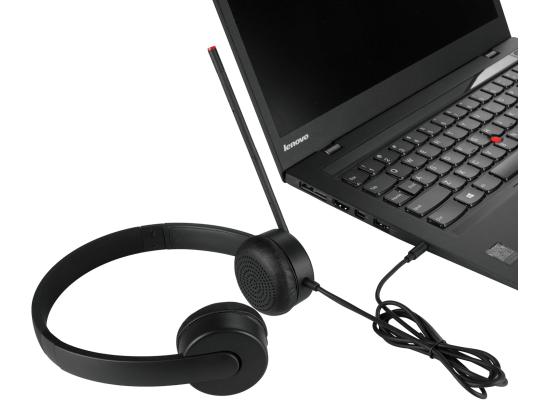 Lenovo Essential Stereo Analog Headset, VOIP, 180 Degree Microphone, Fits standard 3.5mm port with your laptop or workstation, Comfort fit ear piece