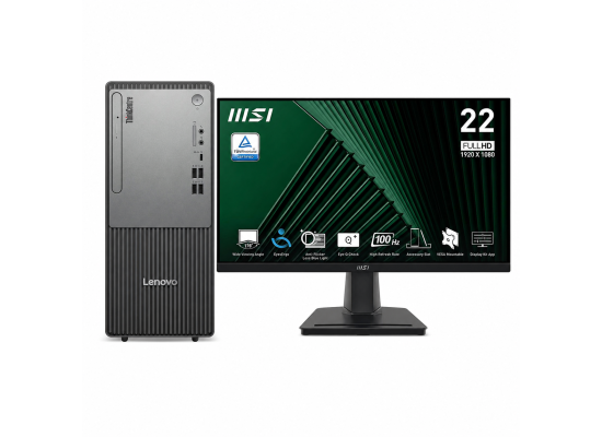 Lenovo ThinkCentre NEO 50t | Core i3 14GEN | 8GB RAM DDR5 | 512GB SSD + 22-inch Monitor MSI Full HD 100Hz,1ms | Windows 11 Pro