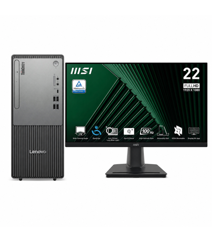 Lenovo ThinkCentre NEO 50t | Core i3 14GEN | 8GB RAM DDR5 | 512GB SSD + 22-inch Monitor MSI Full HD 100Hz,1ms | Windows 11 Pro