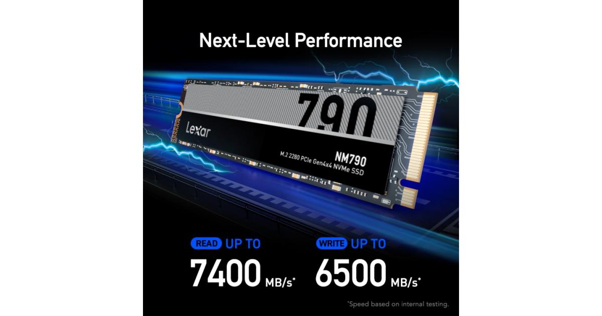 Lexar 1TB NM790 SSD M.2 2280 PCIe Gen4x4 NVMe | 7400MB/s | Green
