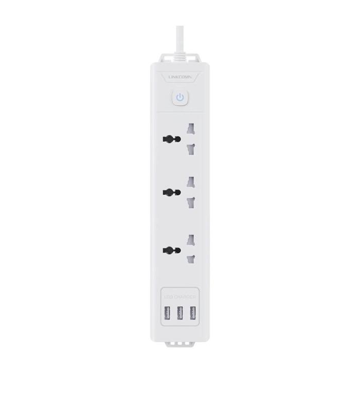 MARSRIVA Power Strip | 3xUSB + 3xSockets Power | 1.6M-Power Cord | LC-PS303-EU