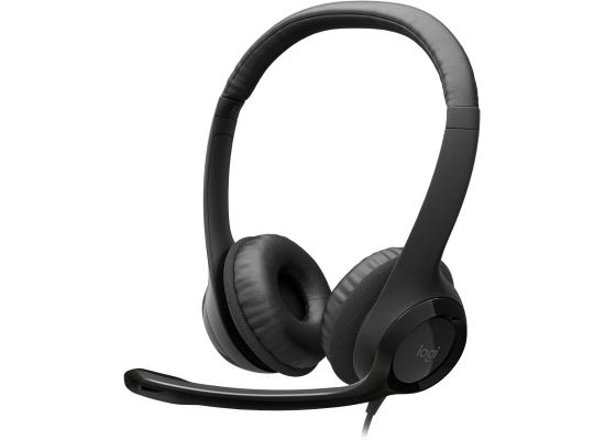  Logitech H390 Wired Headset Stereo Headphones with Noise-Cancelling Microphone | USB, In-Line Controls | Black