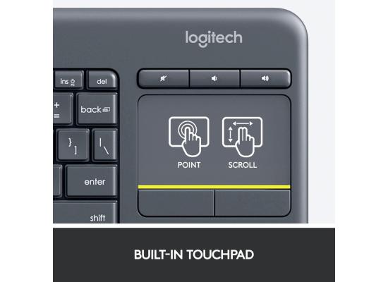 Logitech Wireless Keyboard K400 Plus With Touchpad for TV, Computers, Phones and Tablets