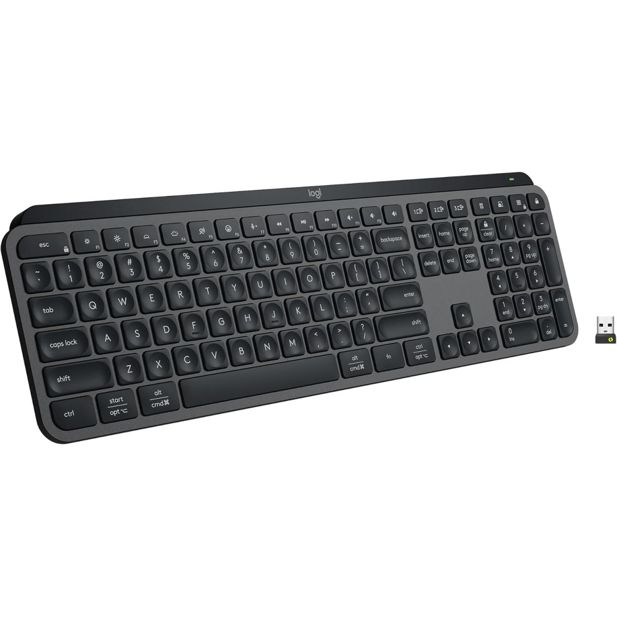 Logitech MX Keys S Wireless Keyboard, Backlighting, Bluetooth, USB C Rechargeable