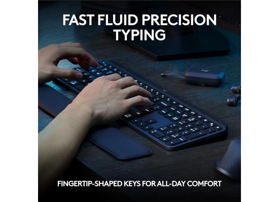 Logitech MX Keys S Wireless Keyboard, Backlighting, Bluetooth, USB C Rechargeable