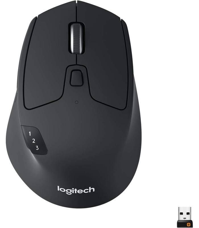 Logitech M720 Triathlon Wireless Mouse, Bluetooth, USB Unifying Receiver